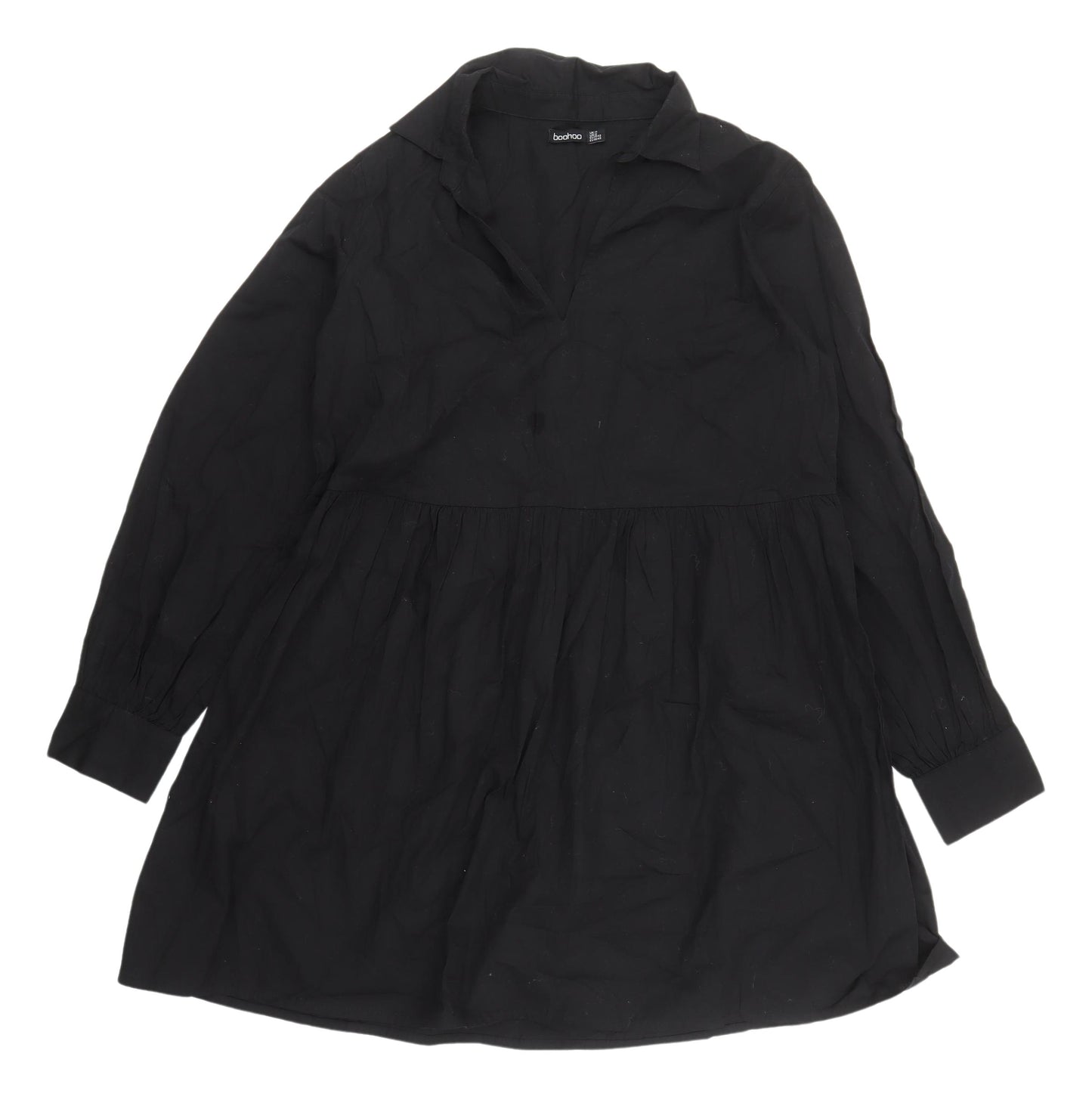 Boohoo Black Cotton Women's Shift Dress UK 14