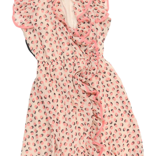 H&M Women's Multicoloured Polka Dot Wrap Dress - Size 6