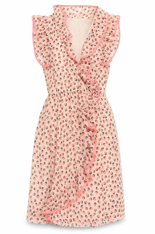 Front view of H&M Women's Multicoloured Polka Dot Wrap Dress -, size 6