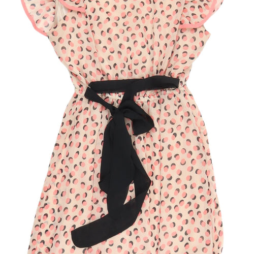 H&M Women's Multicoloured Polka Dot Wrap Dress - Size 6