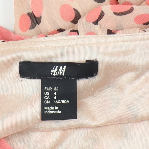 H&M Women's Multicoloured Polka Dot Wrap Dress - Size 6
