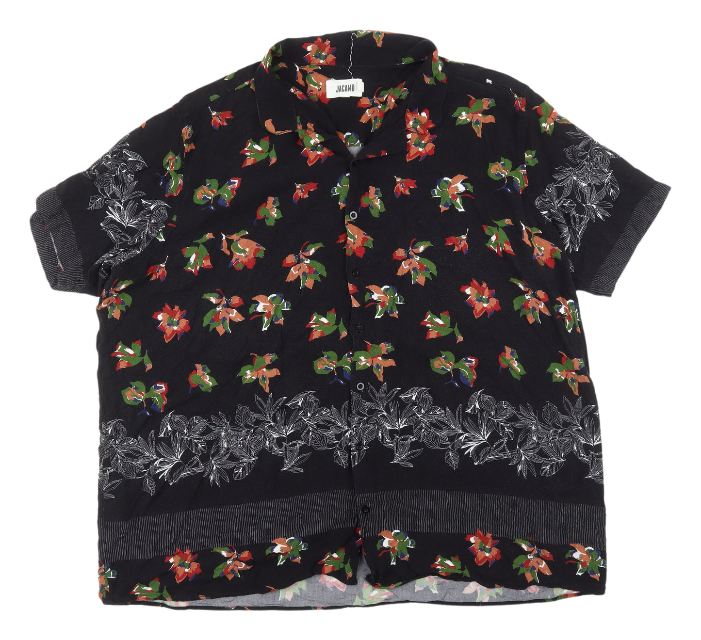 Jacamo Men's 3XL Black Floral Button-Up Shirt