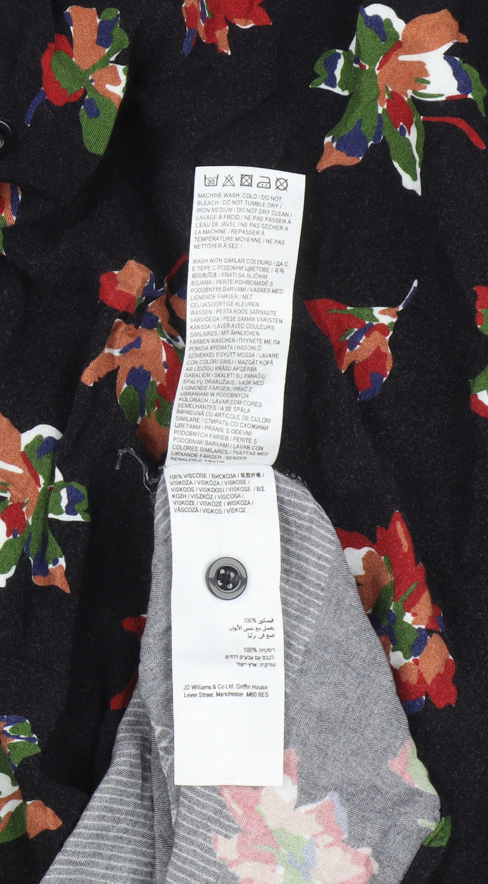 Jacamo Men's 3XL Black Floral Button-Up Shirt