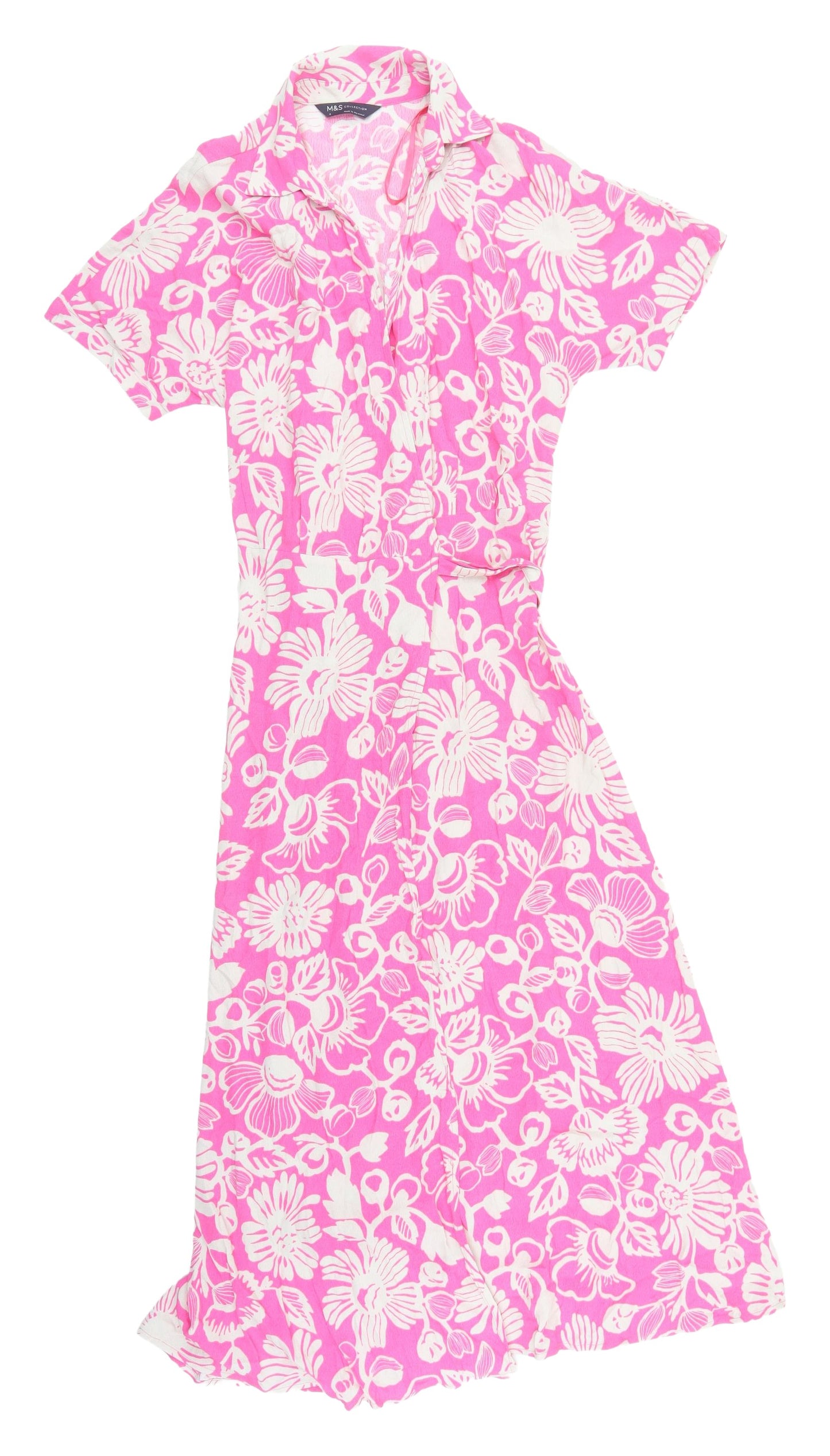 Marks and Spencer Pink Floral Shirt Dress, Size 6