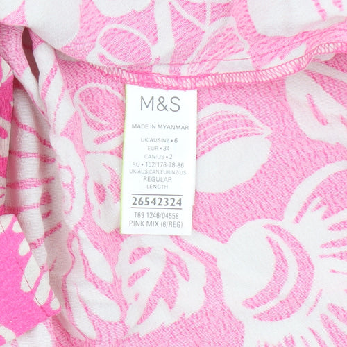 Marks and Spencer Pink Floral Shirt Dress, Size 6