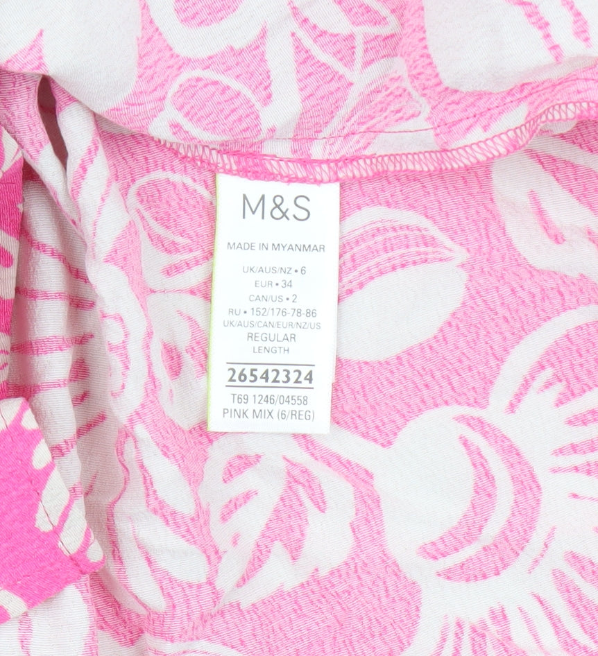 Marks and Spencer Pink Floral Shirt Dress, Size 6