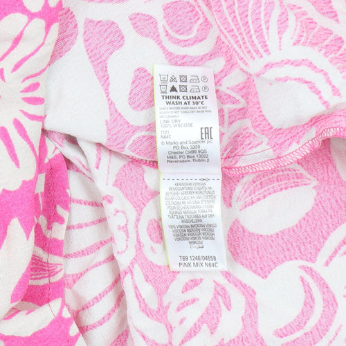 Marks and Spencer Pink Floral Shirt Dress, Size 6