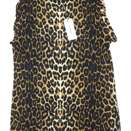 Yu & Me Women's Leopard Print Puff Sleeve T-Shirt, M