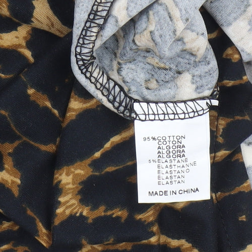 Yu & Me Women's Leopard Print Puff Sleeve T-Shirt, M