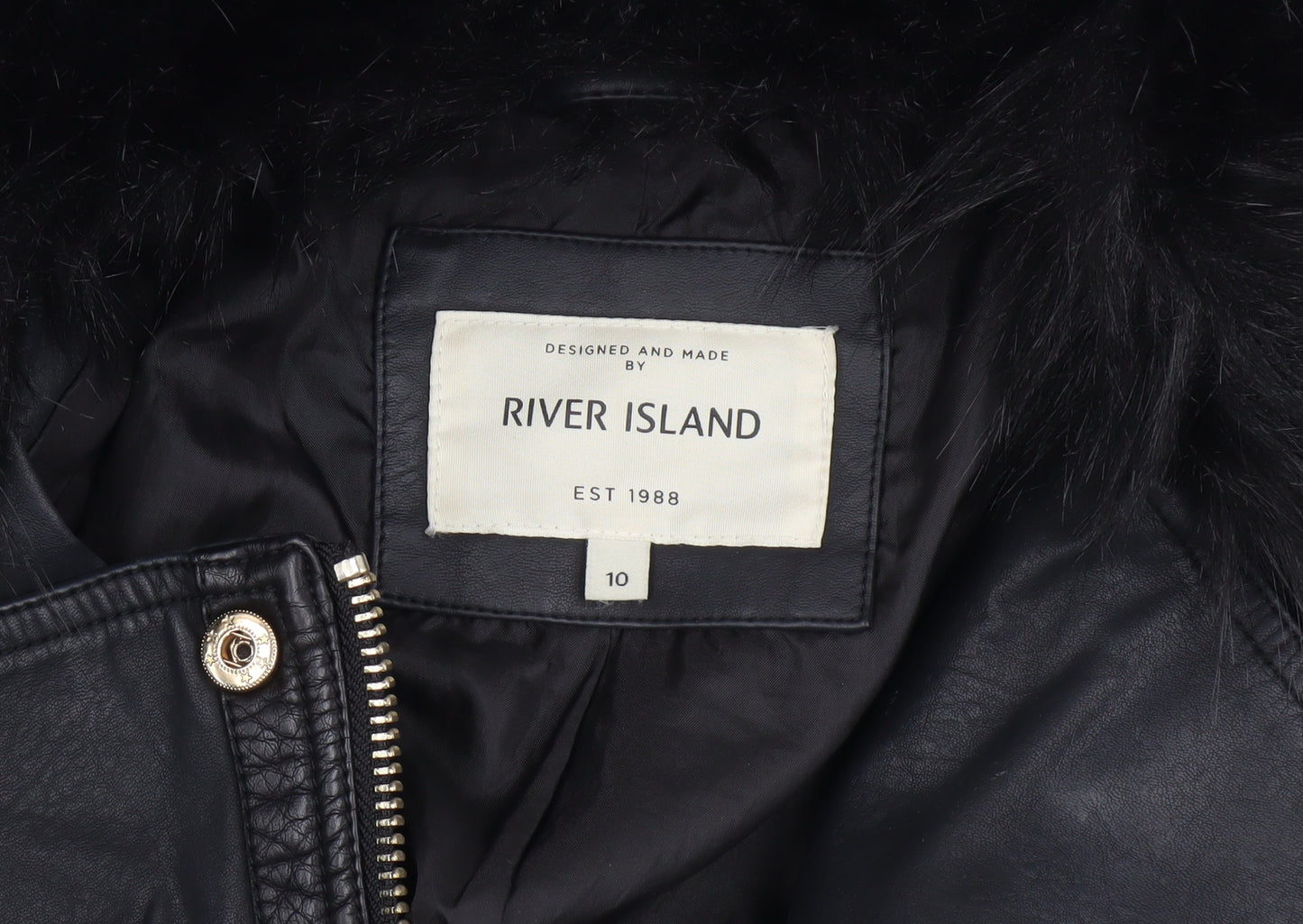 River Island Women's Black Biker Jacket Size 10