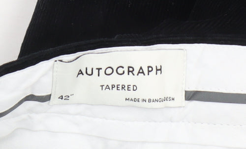 Marks and Spencer Men's Black Tapered Corduroy Trousers