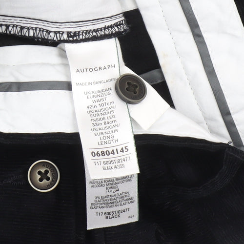 Marks and Spencer Men's Black Tapered Corduroy Trousers