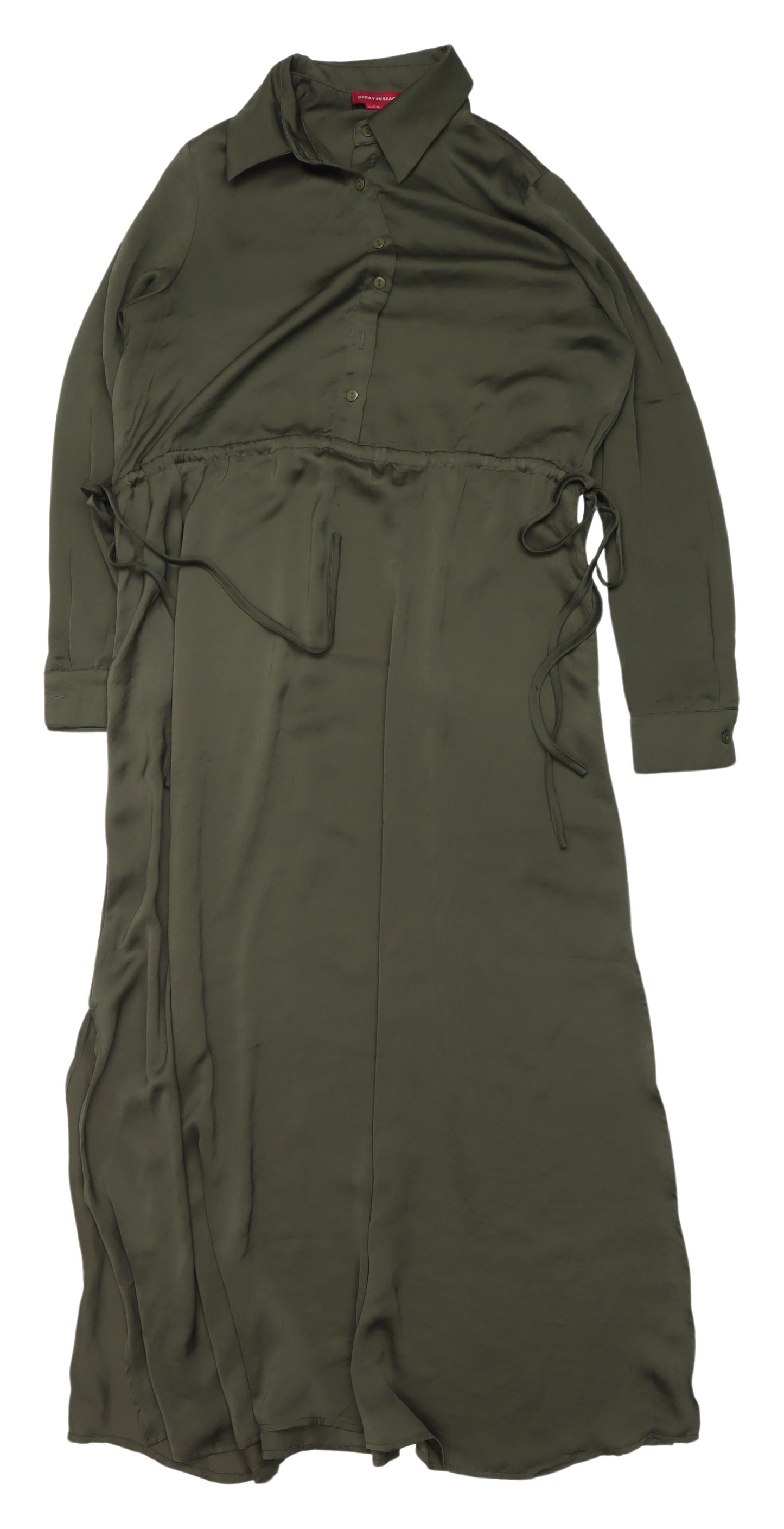 Urban Threads Green Shirt Dress, Long Sleeve, Size 10