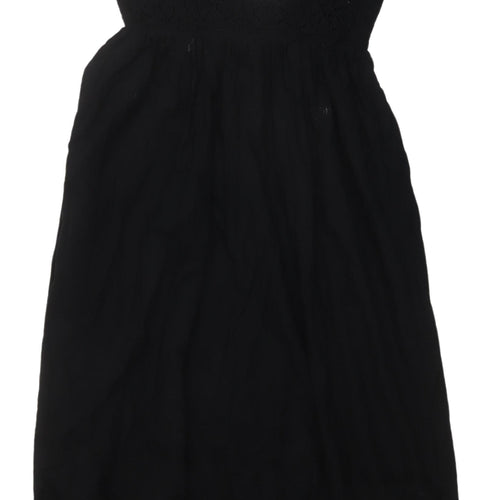 Zara Women's Black A-Line Midi Crochet Dress