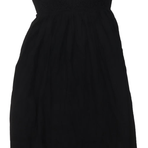 Zara Women's Black A-Line Midi Crochet Dress