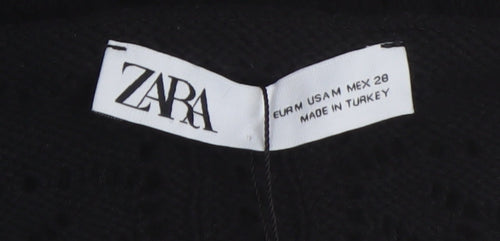 Zara Women's Black A-Line Midi Crochet Dress