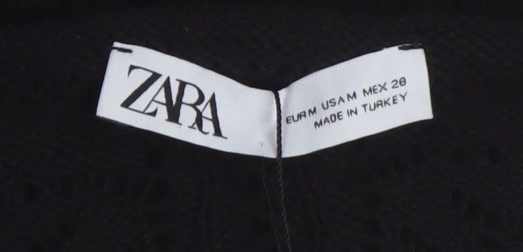 Zara Women's Black A-Line Midi Crochet Dress