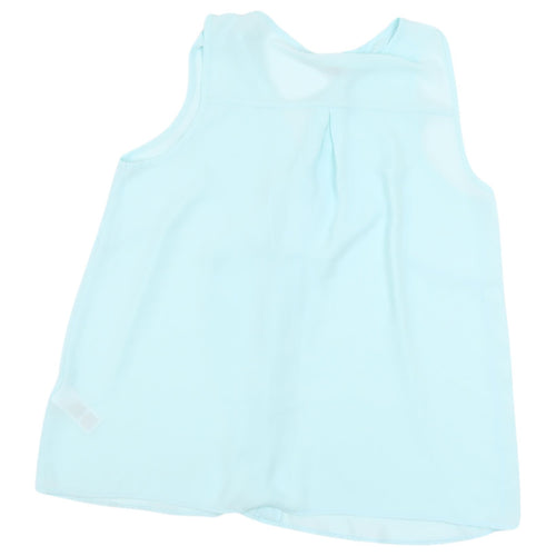 Marks and Spencer Women's Blue Sleeveless V-Neck Blouse