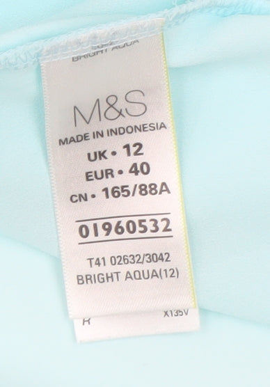 Marks and Spencer Women's Blue Sleeveless V-Neck Blouse