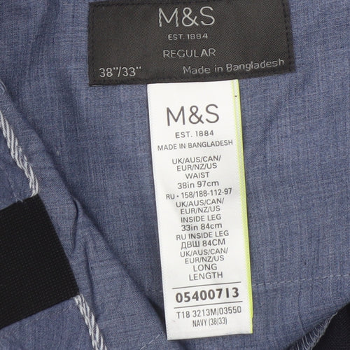 Marks and Spencer Men's Blue Chinos - Size 38