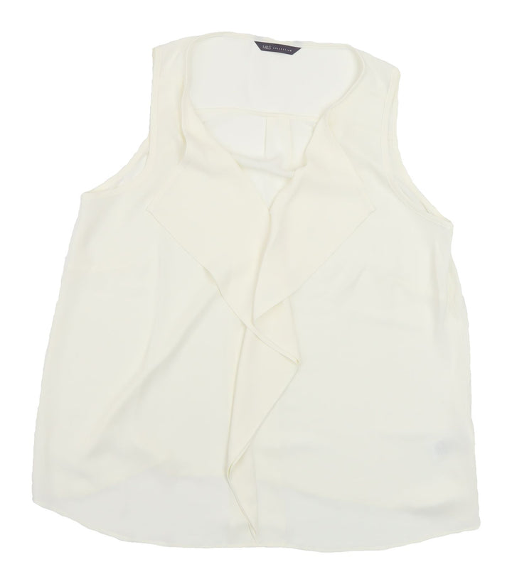 Marks and Spencer Women Ivory Blouse, Size 12, V-Neck Basic