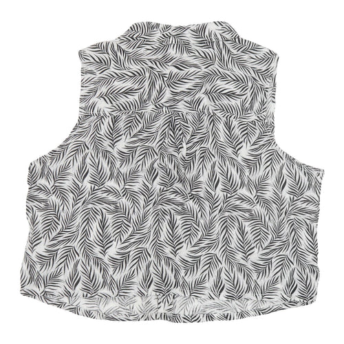 Tahari Women's Black XL Geometric Linen Blouse