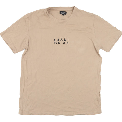 boohooMAN Beige Men's Cotton T-Shirt L