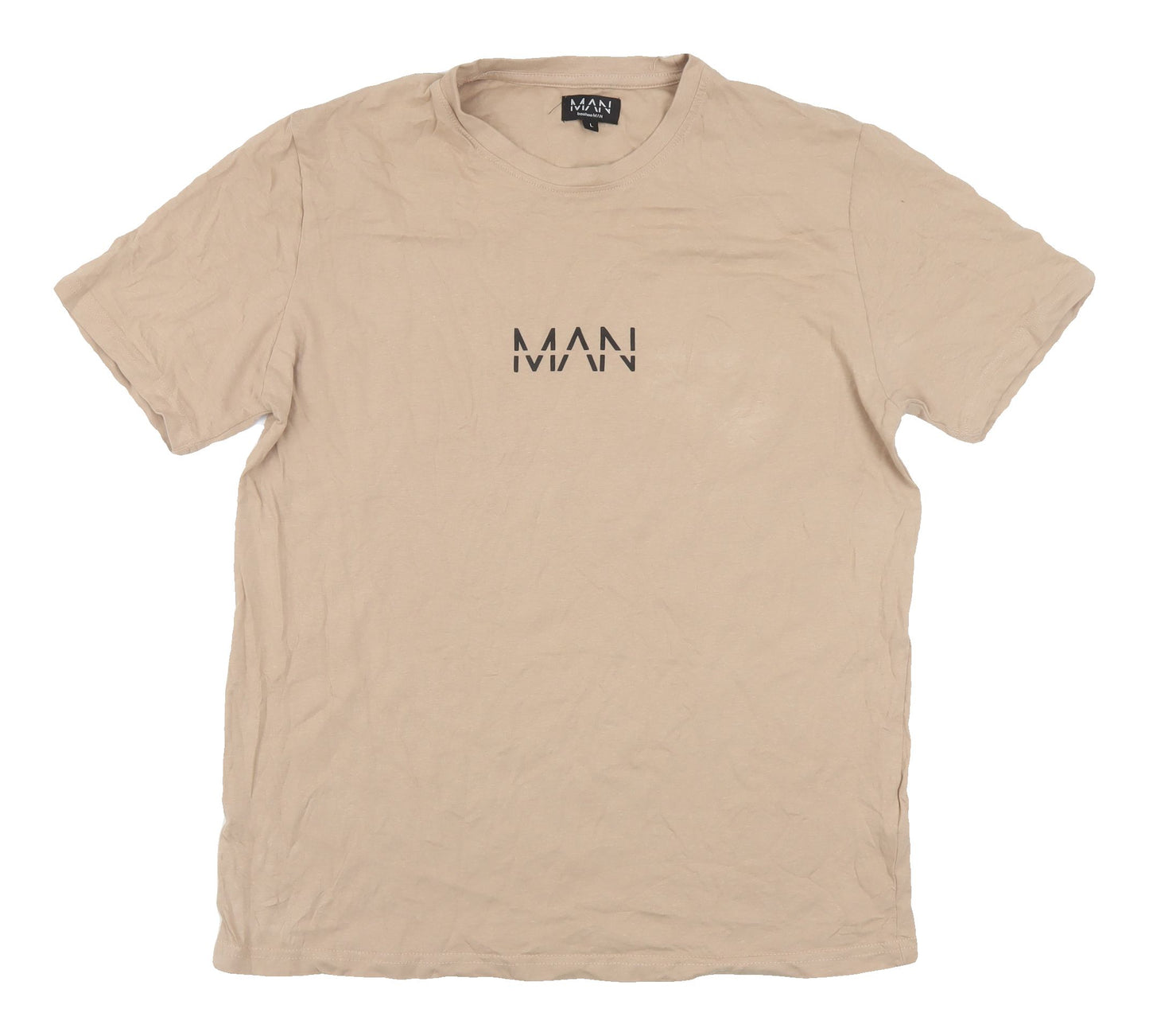 boohooMAN Beige Men's Cotton T-Shirt L