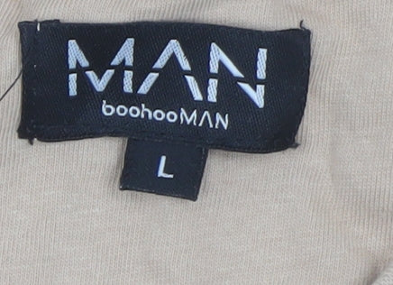 boohooMAN Beige Men's Cotton T-Shirt L