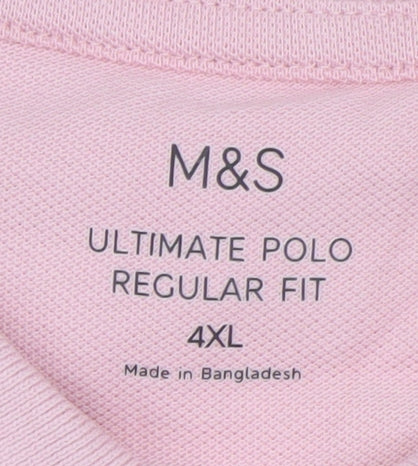 Marks & Spencer Men's Pink 4XL Regular Fit Polo