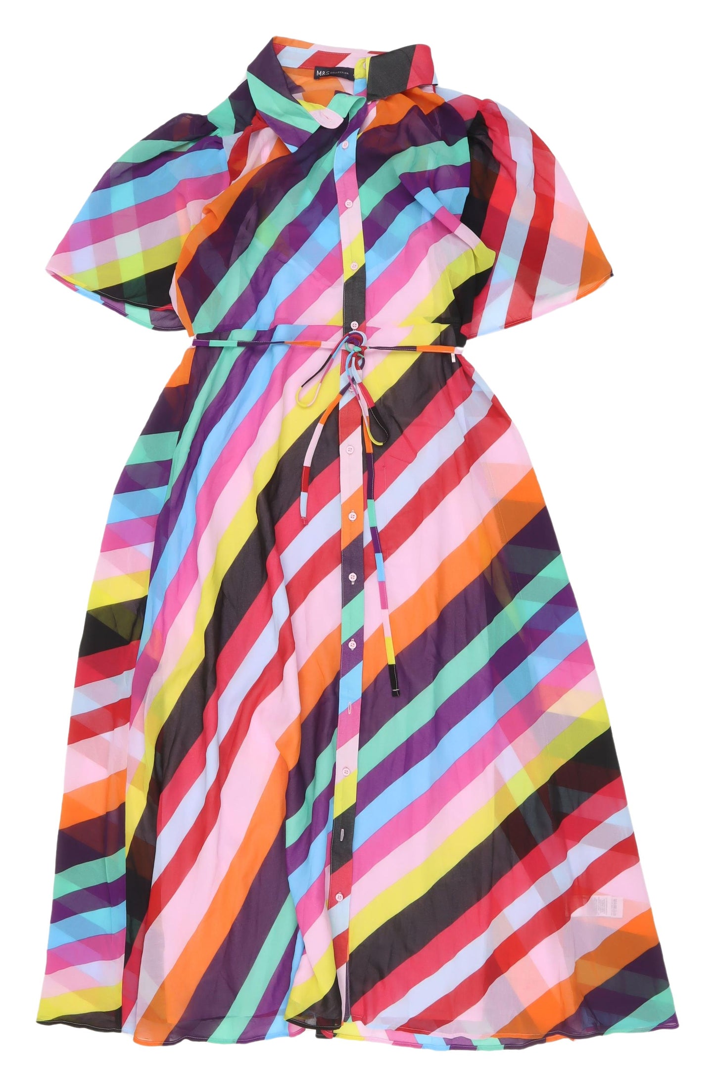 Marks and Spencer Women's Multicoloured Striped Shirt Dress, Size 10