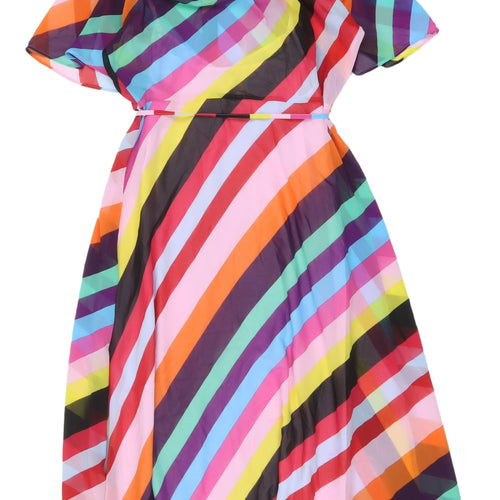 Marks and Spencer Women's Multicoloured Striped Shirt Dress, Size 10