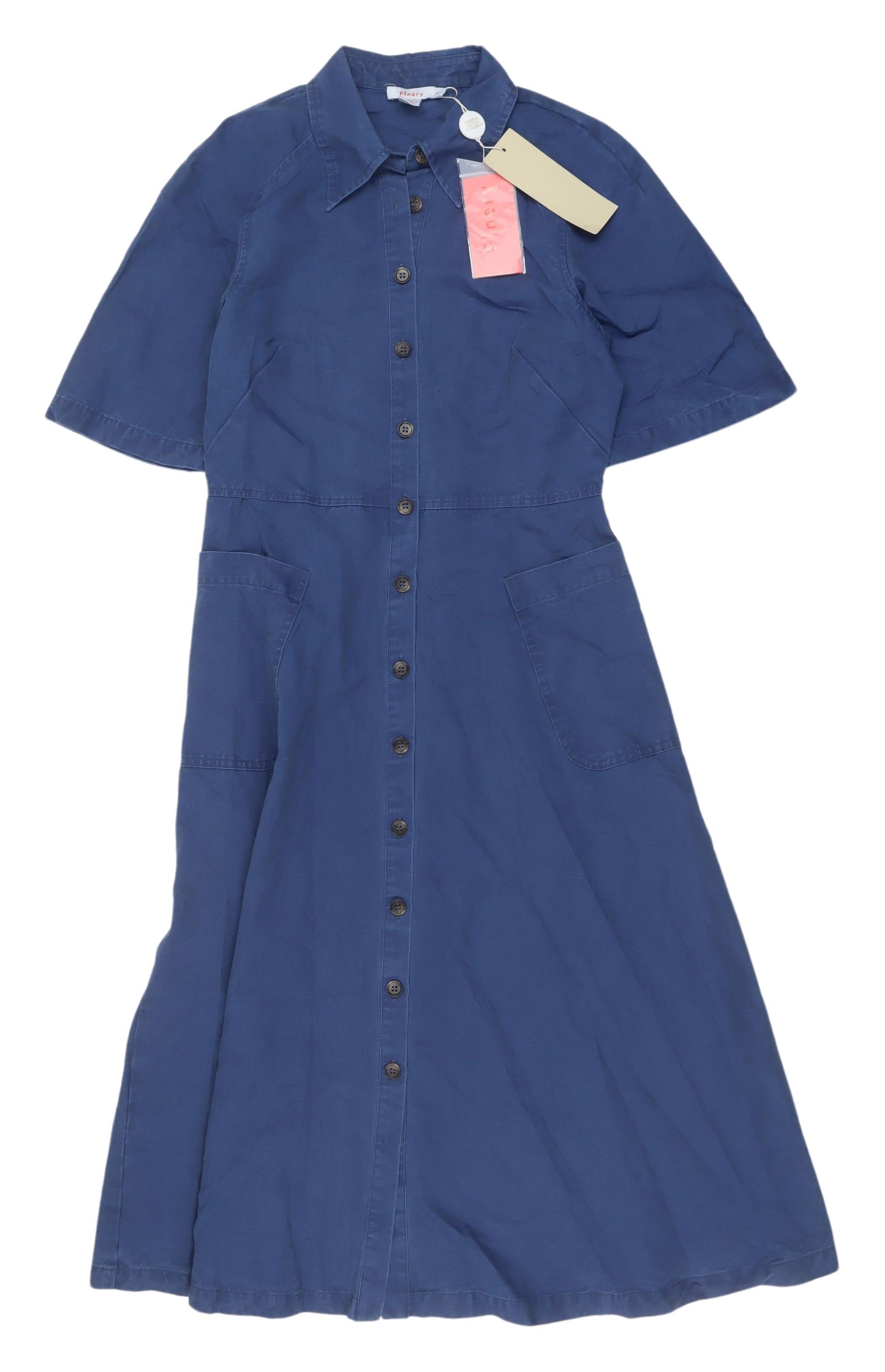Finery Women's Blue Shirt Dress Size 8 with Pockets