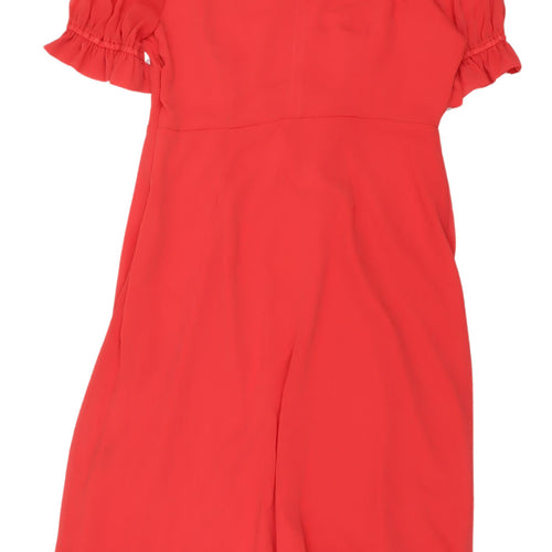 Finery Red Long A-Line Dress with Ruffle Accents 16