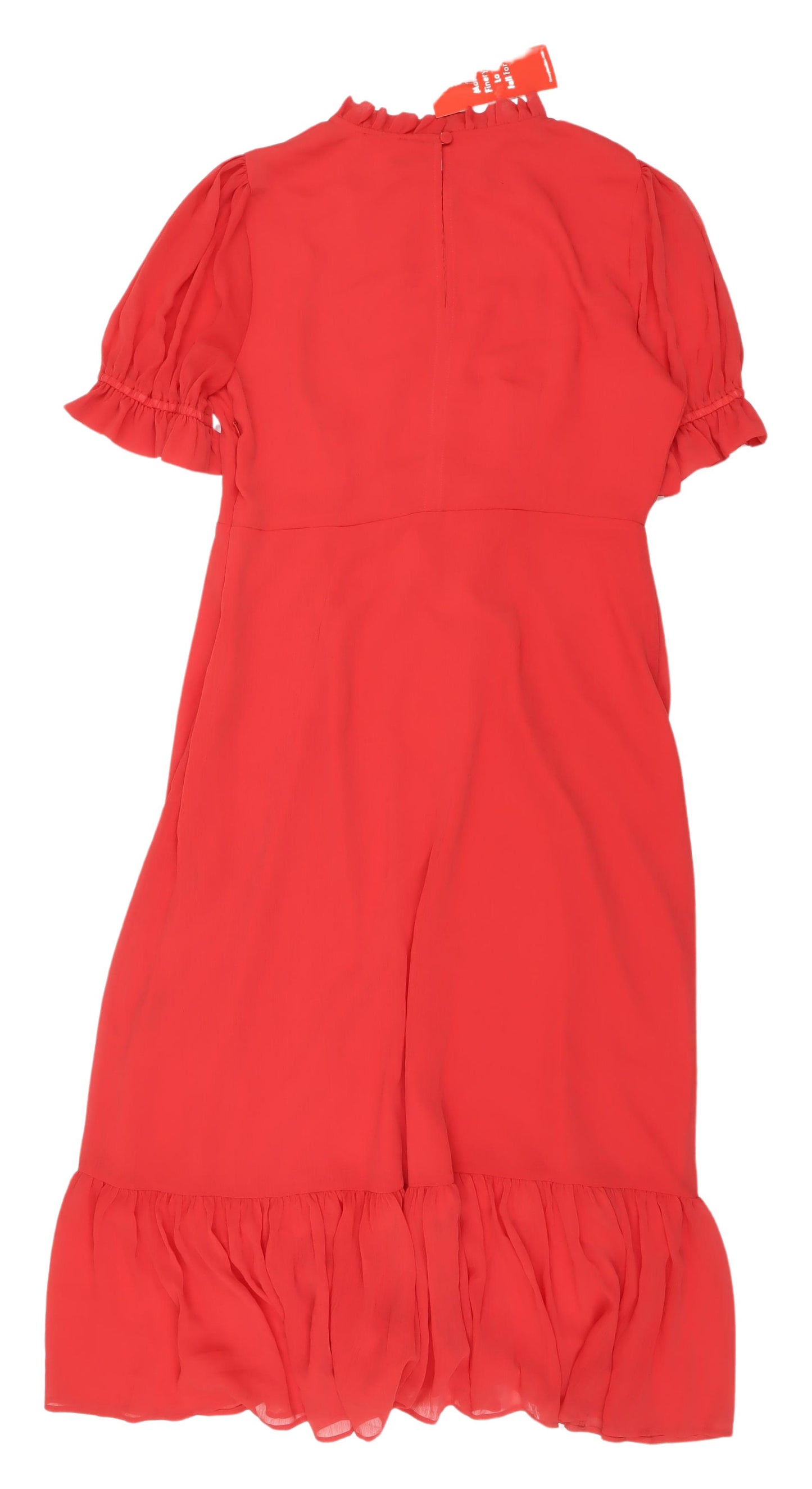 Finery Red Long A-Line Dress with Ruffle Accents 16