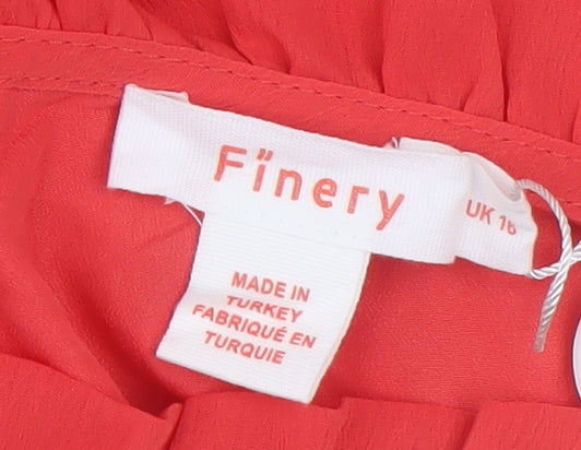 Finery Red Long A-Line Dress with Ruffle Accents 16