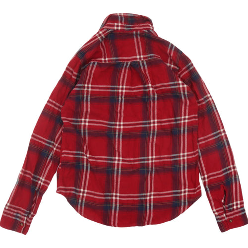 Hollister Women's Red Plaid Button-Up Shirt XS Classic