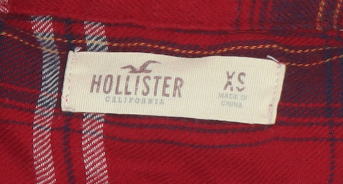 Hollister Women's Red Plaid Button-Up Shirt XS Classic