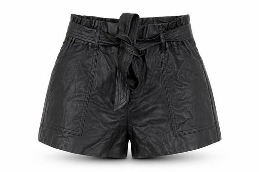 Front view of Zara Women's Black Belted Bermuda Shorts, size S