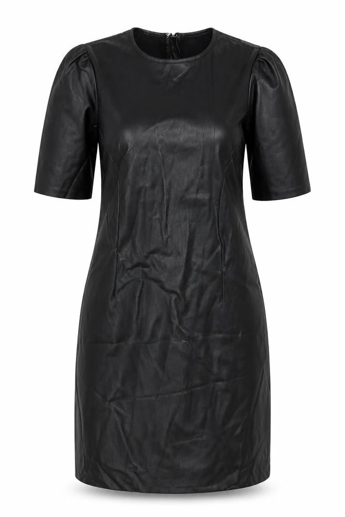 Front view of Noisy May Women's Black M Dress, Polyester, Round Neck
