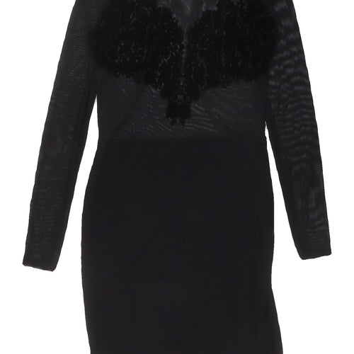 Ayanapa Black Bodycon Dress Women Size 8 Knee Length