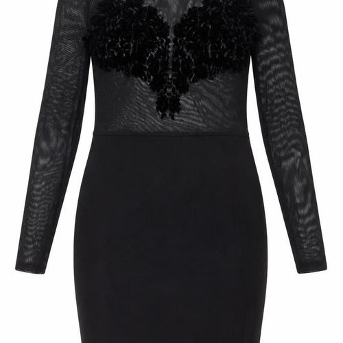 Ayanapa Black Bodycon Dress Women Size 8 Knee Length
