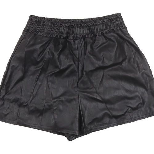 Missy Empire Women's Black Faux Leather Shorts, UK 8