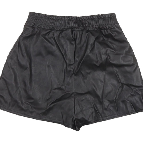 Missy Empire Women's Black Faux Leather Shorts, UK 8