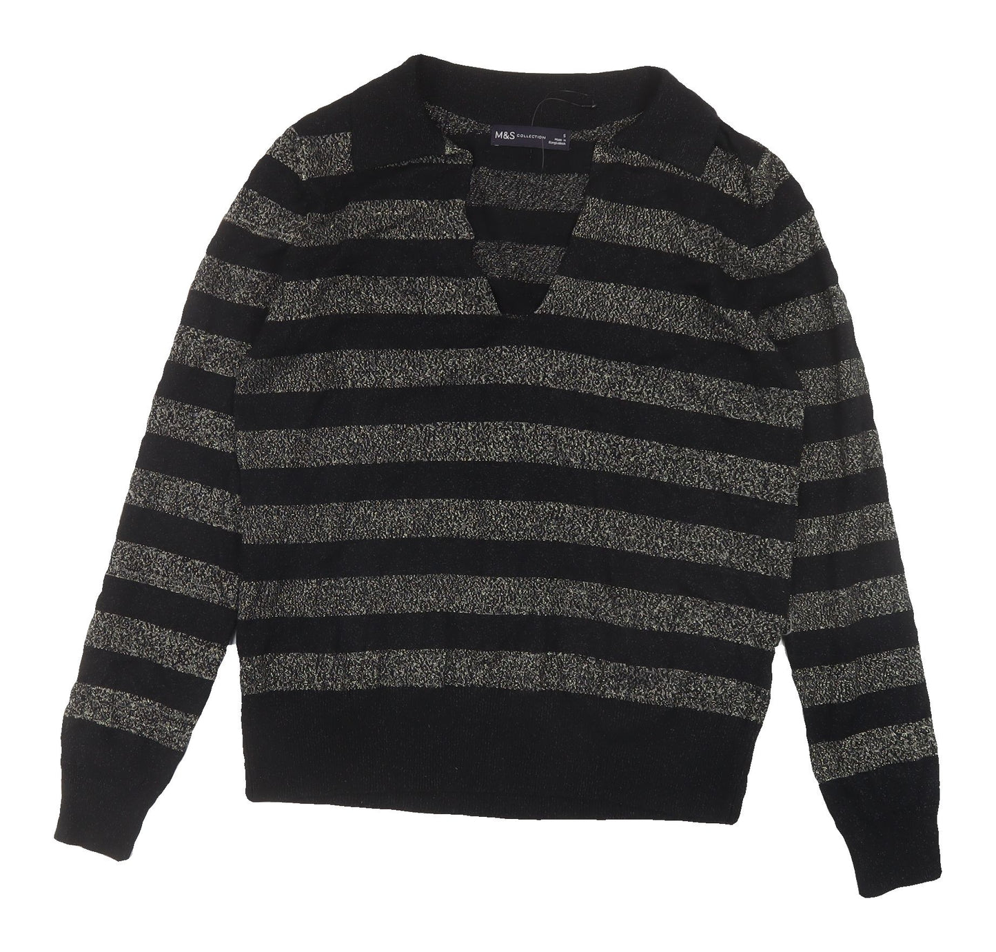 Marks and Spencer Women's Black Striped Jumper Size S