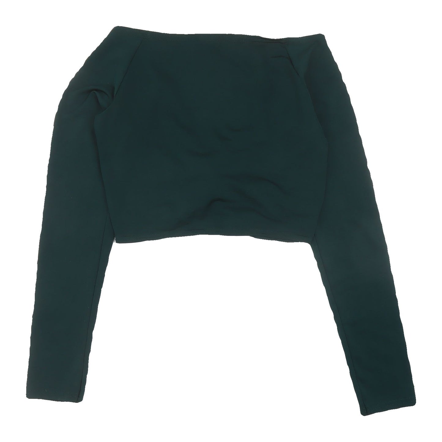 PrettyLittleThing Green Cropped Blouse UK 12 Off Shoulder