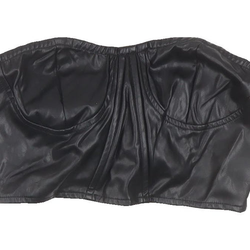 PrettyLittleThing Black Cropped Strapless Top for Women