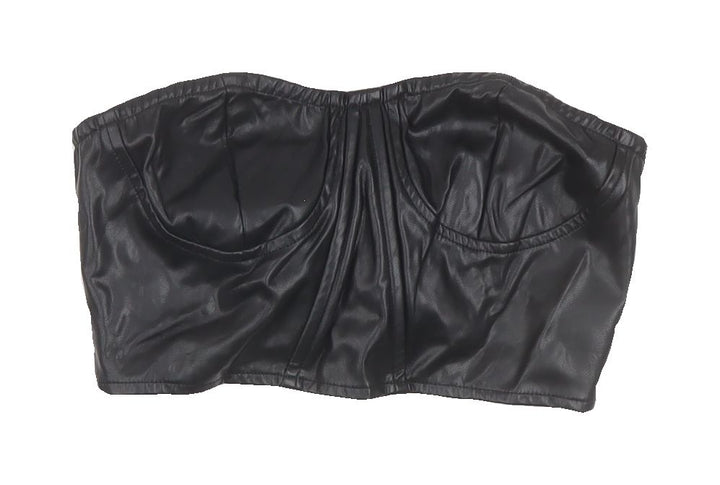 PrettyLittleThing Black Cropped Strapless Top for Women