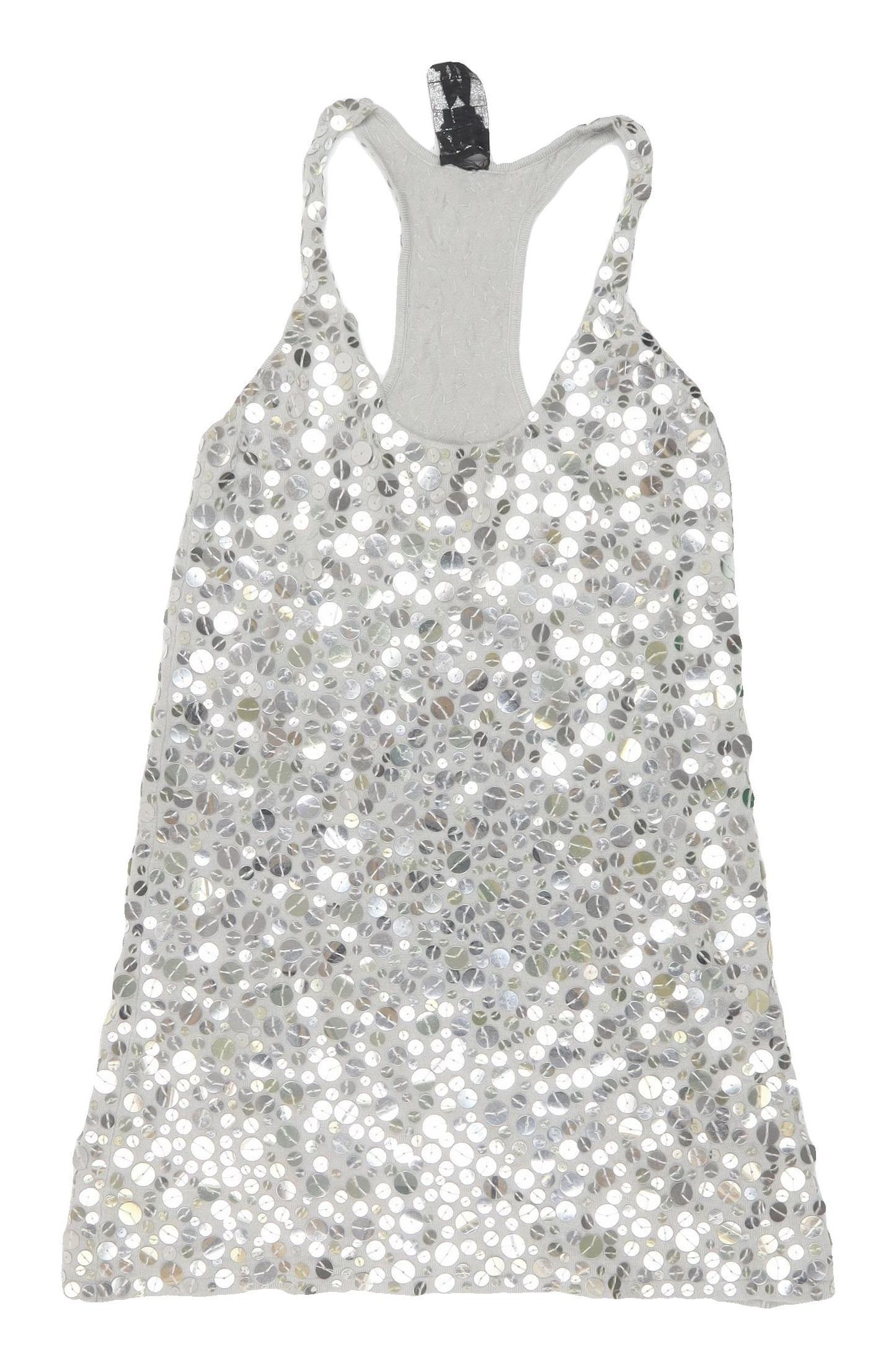 Zara Women Silver Sequin Tank Top M Party