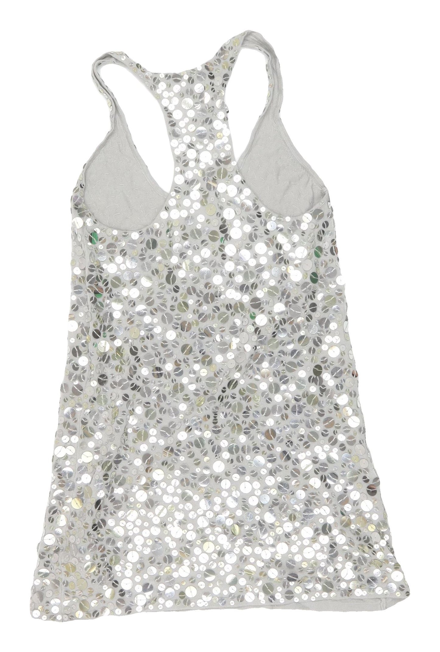 Zara Women Silver Sequin Tank Top M Party